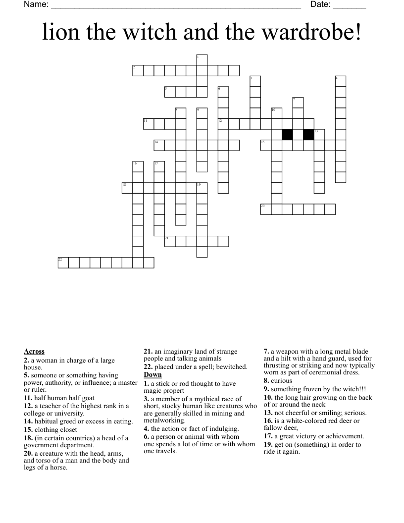 lion the witch and the wardrobe! Crossword