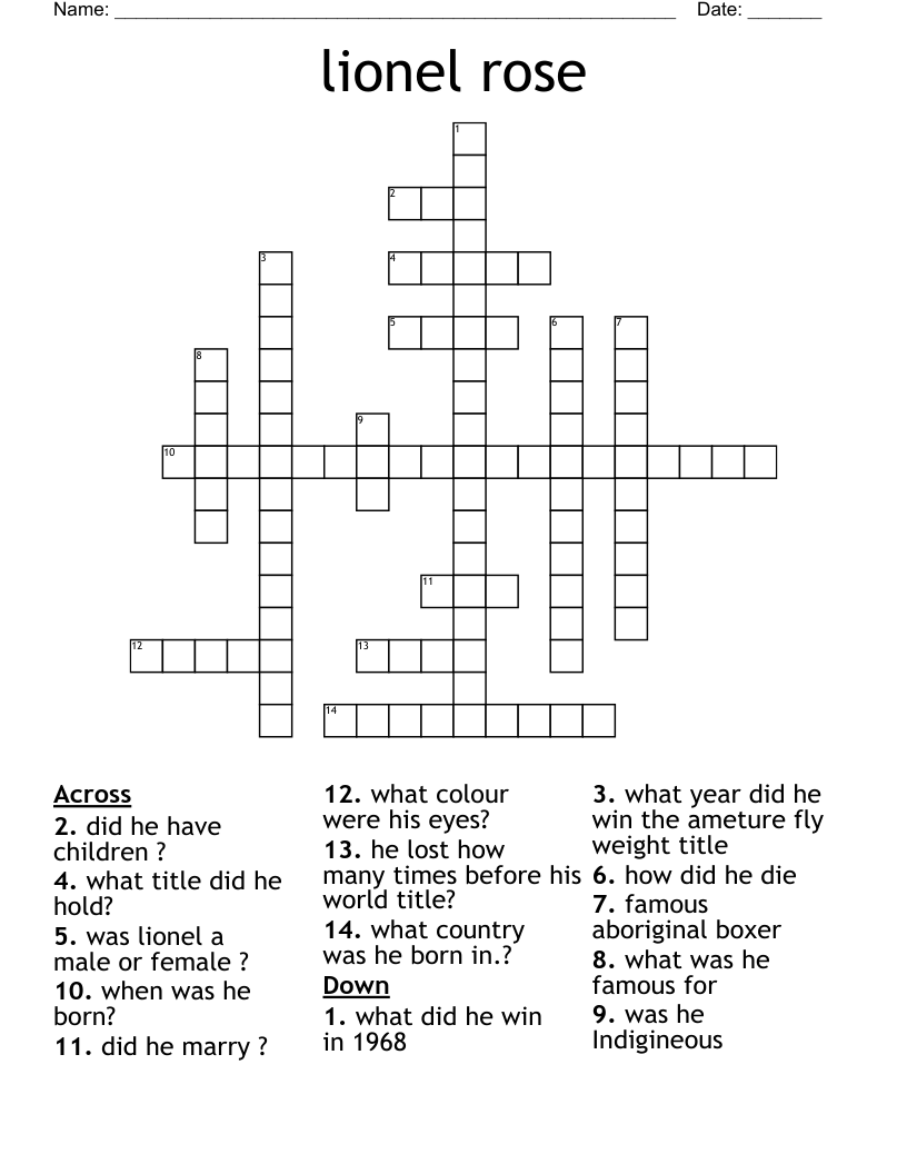 lionel rose Crossword