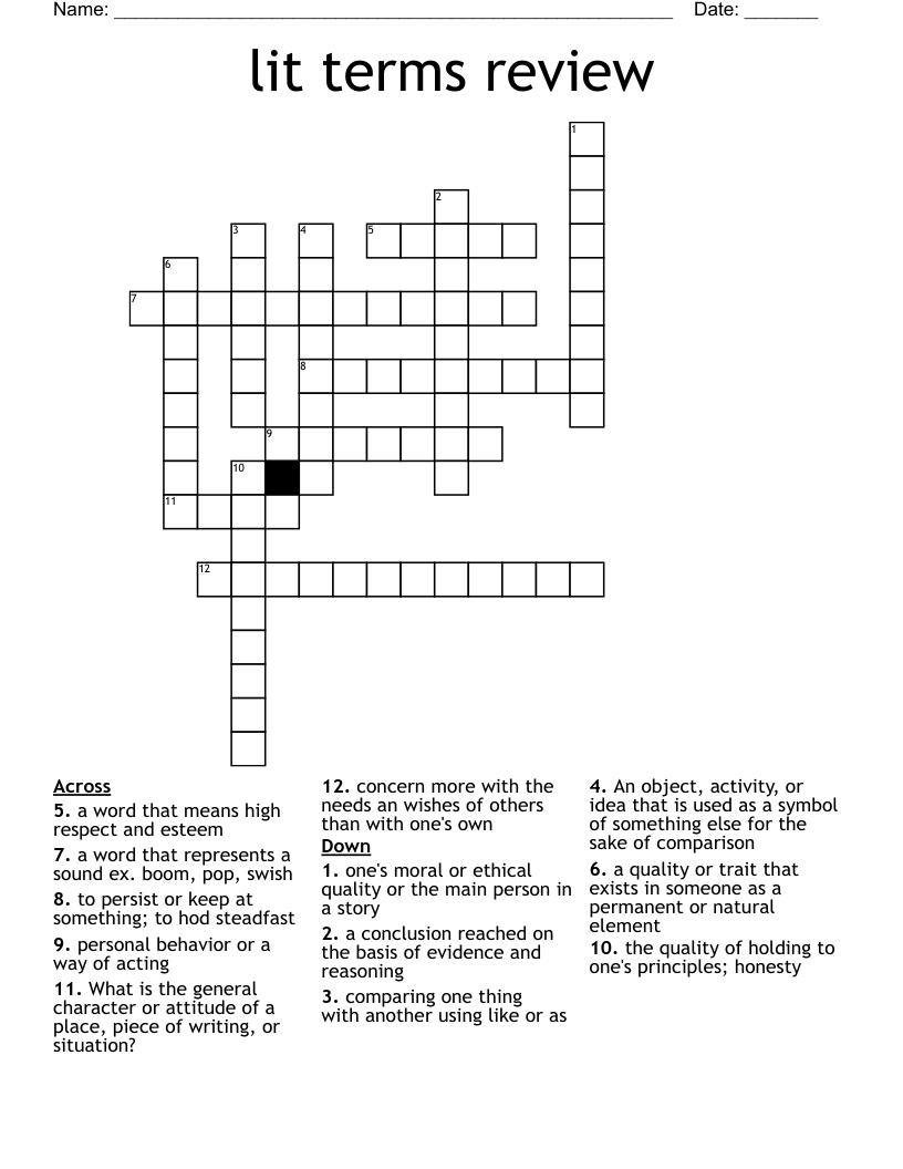 lit terms review  Crossword