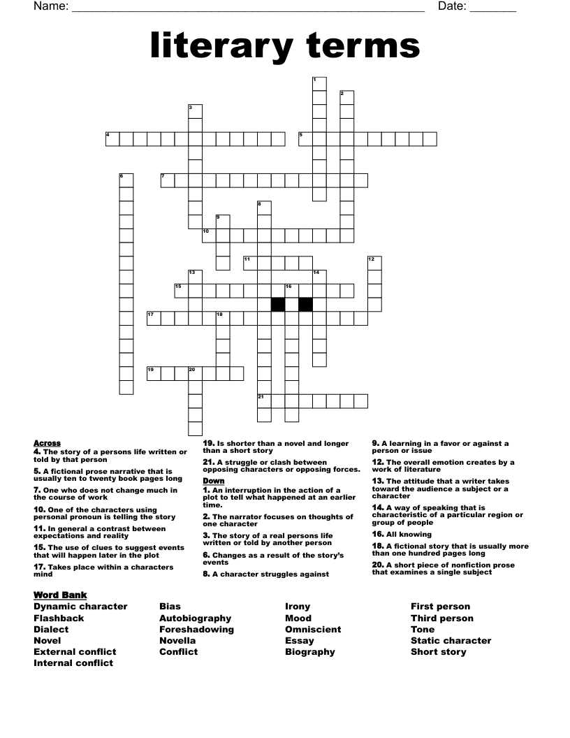 literary  terms Crossword