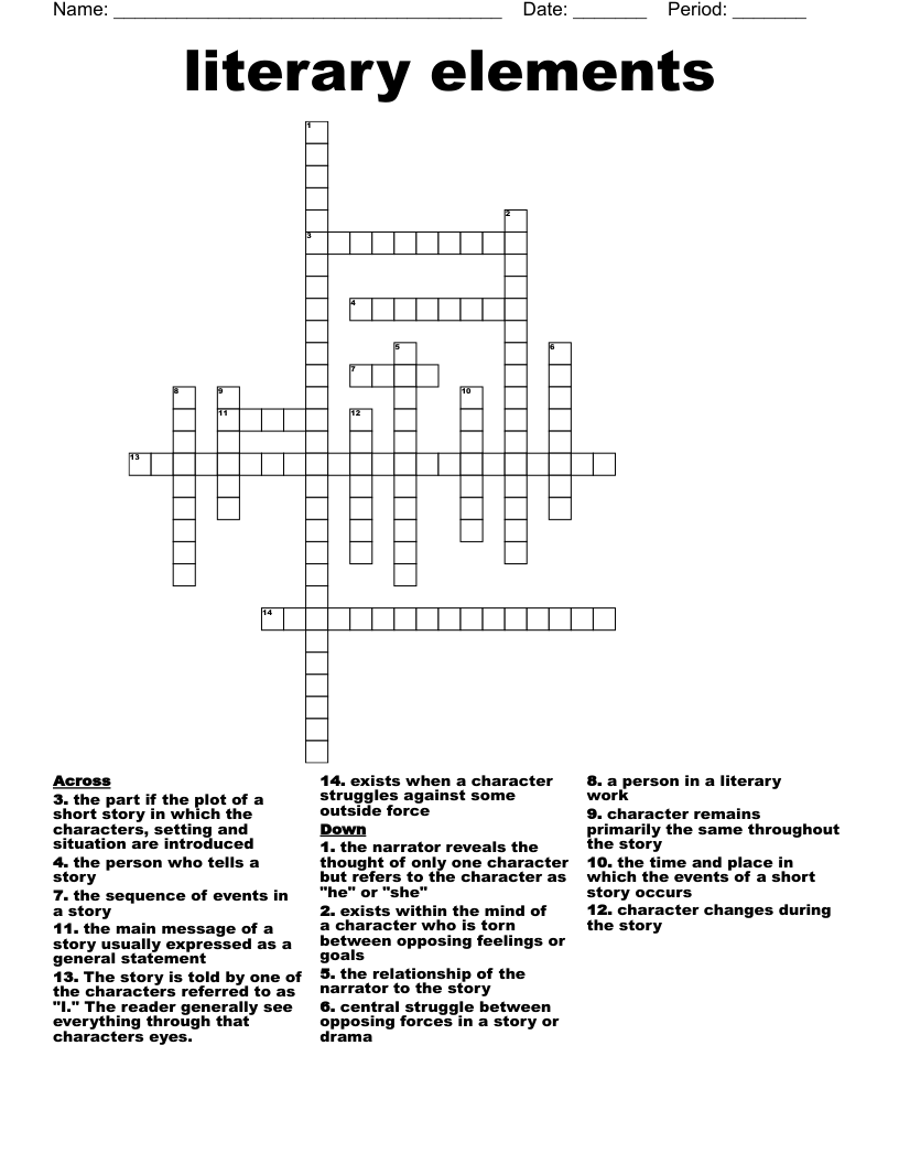 literary elements Crossword