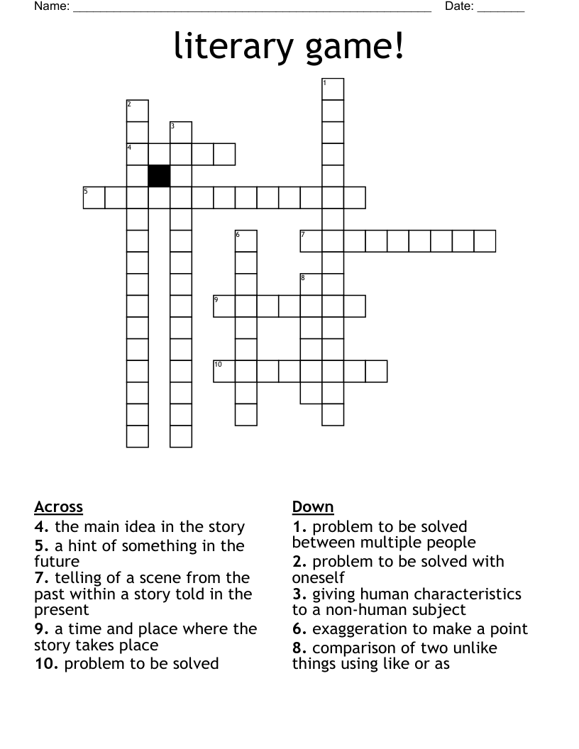 literary game! Crossword