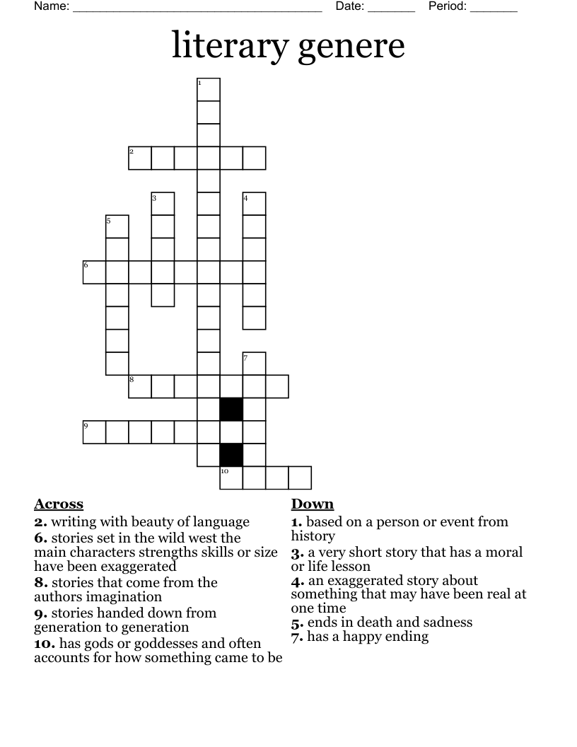 literary genere  Crossword