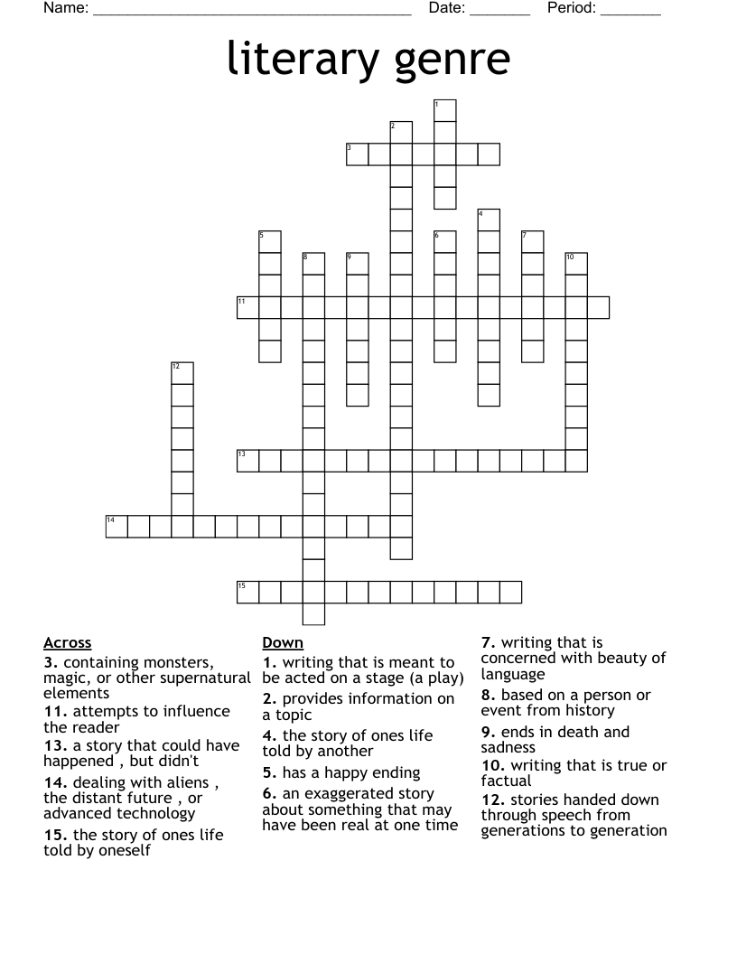 literary genre Crossword