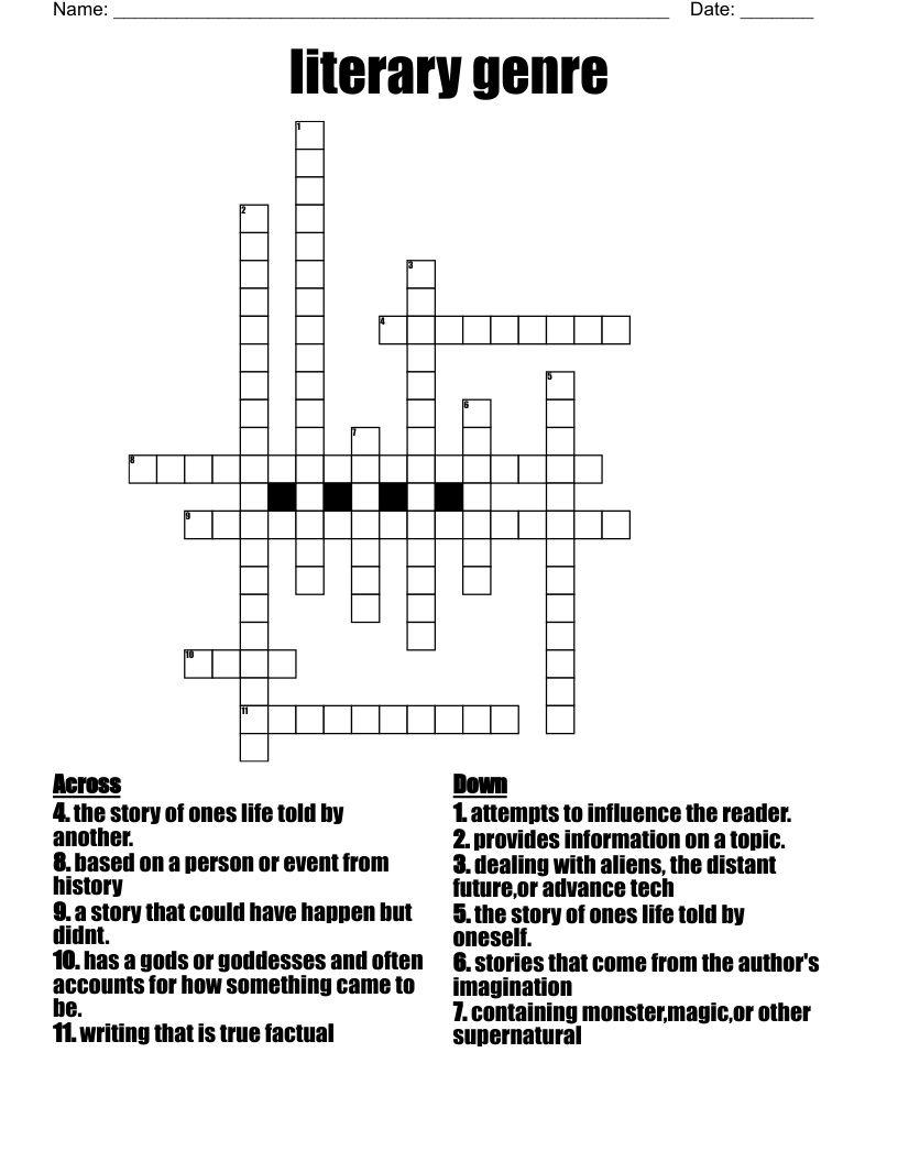 literary genre Crossword
