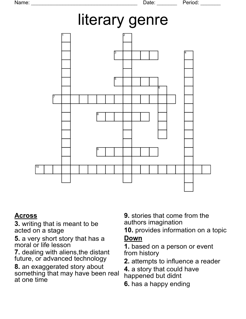 literary genre Crossword