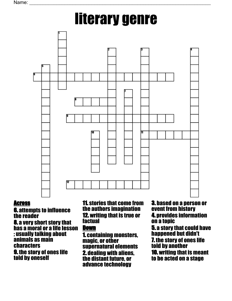 literary genre  Crossword