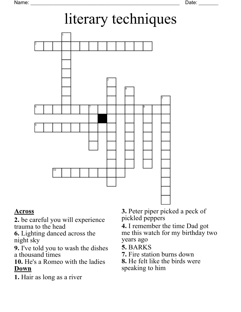 literary techniques Crossword