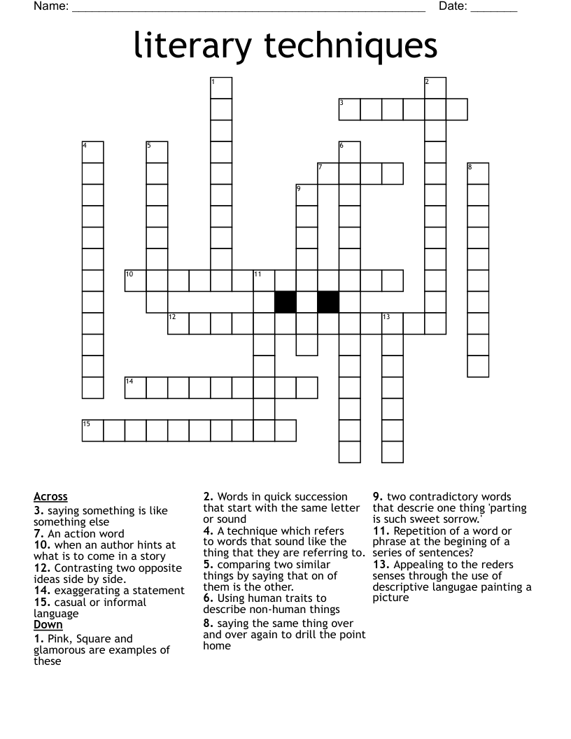 literary techniques Crossword