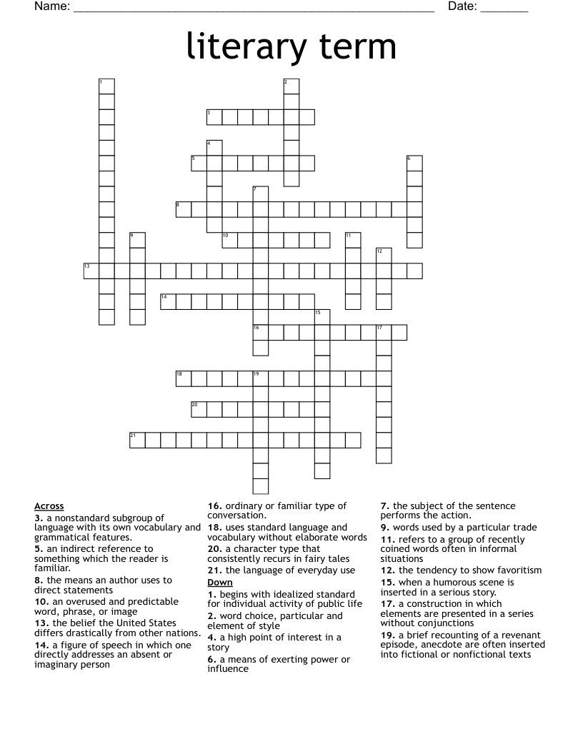 literary term  Crossword
