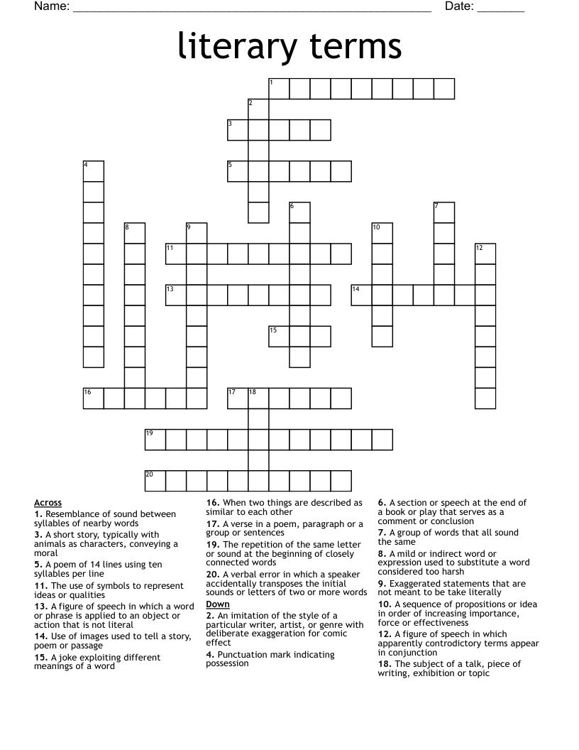 literary terms Crossword