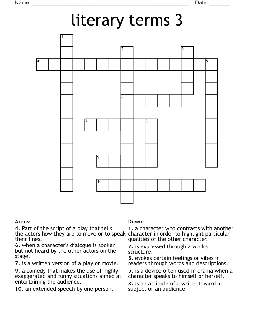 literary terms 3 Crossword