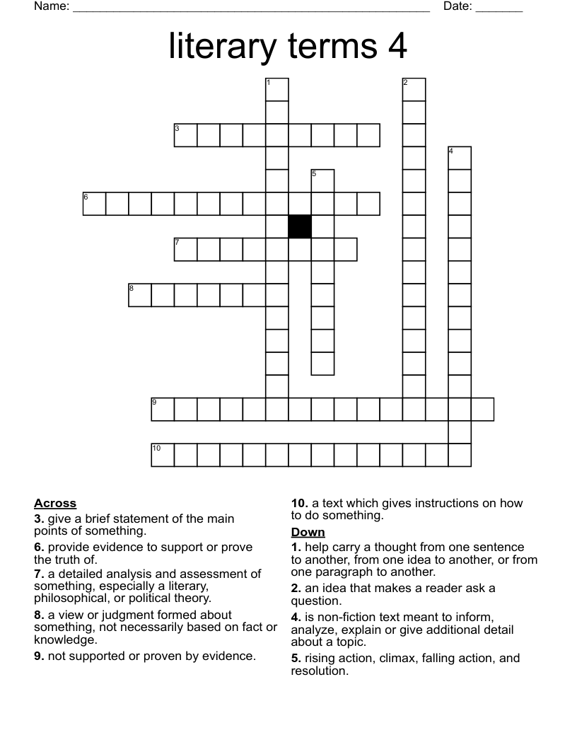 literary terms 4 Crossword