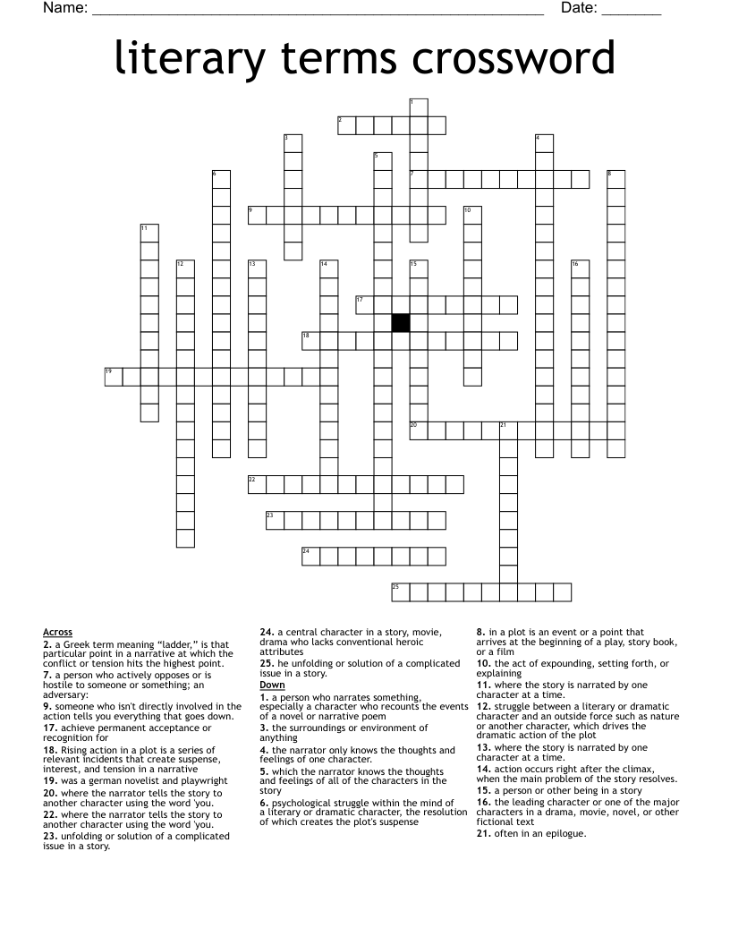 literary terms crossword 