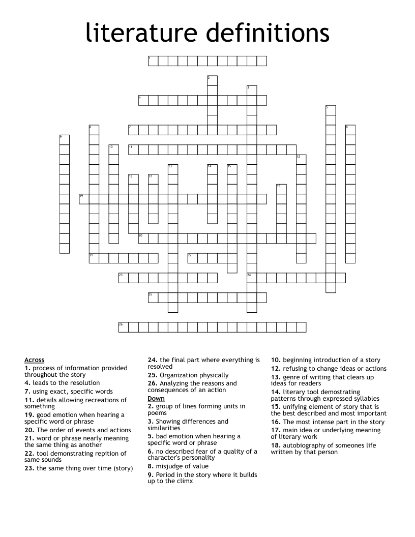 literature definitions Crossword