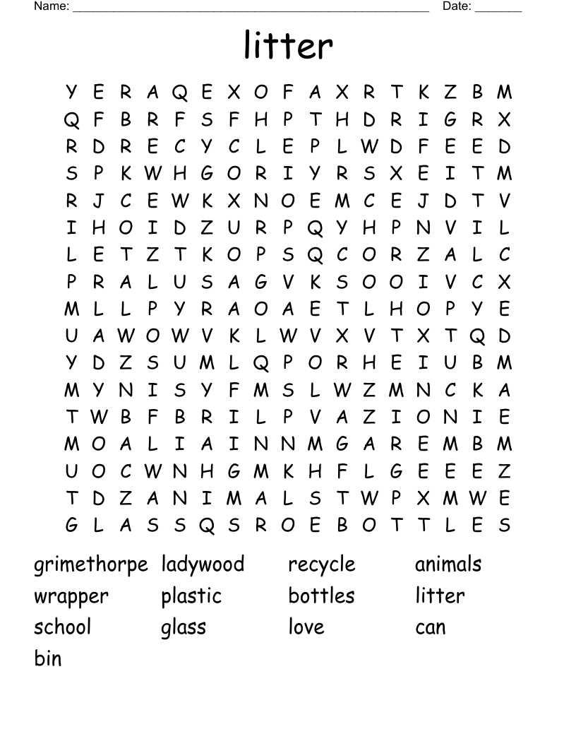 litter Word Search