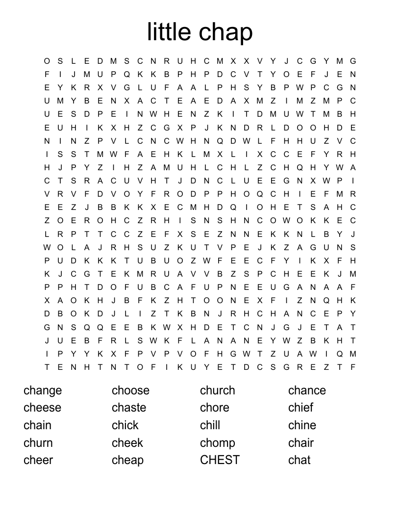 little chap Word Search