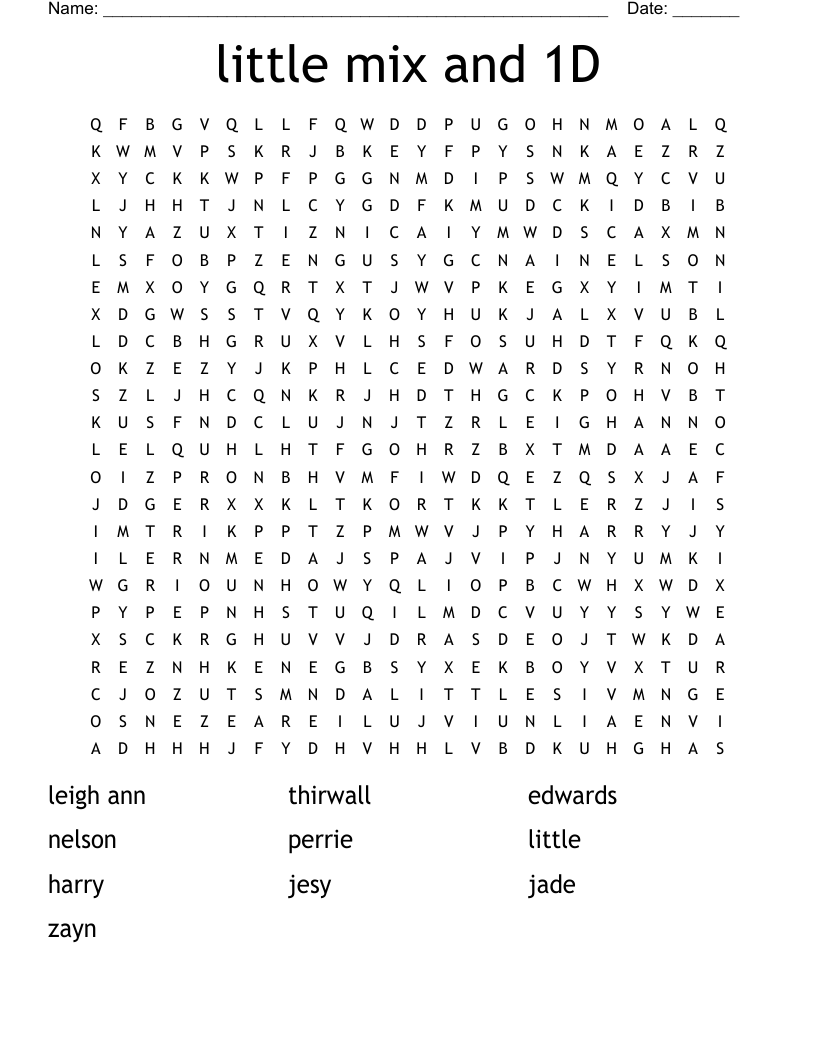 little mix and 1D Word Search