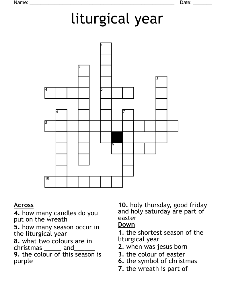 liturgical year Crossword