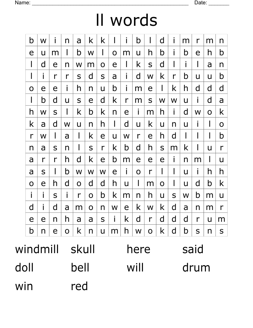 ll words Word Search