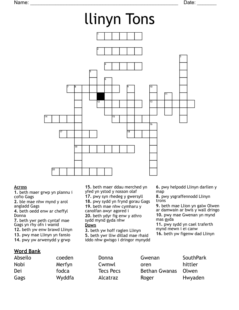 llinyn Tons Crossword