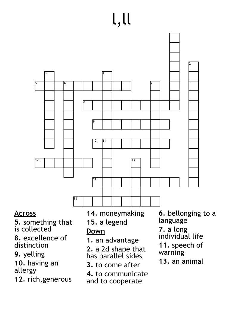 l,ll Crossword