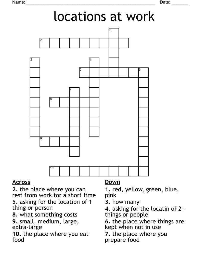 locations at work Crossword