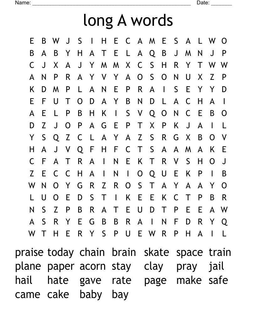 long A words Word Search