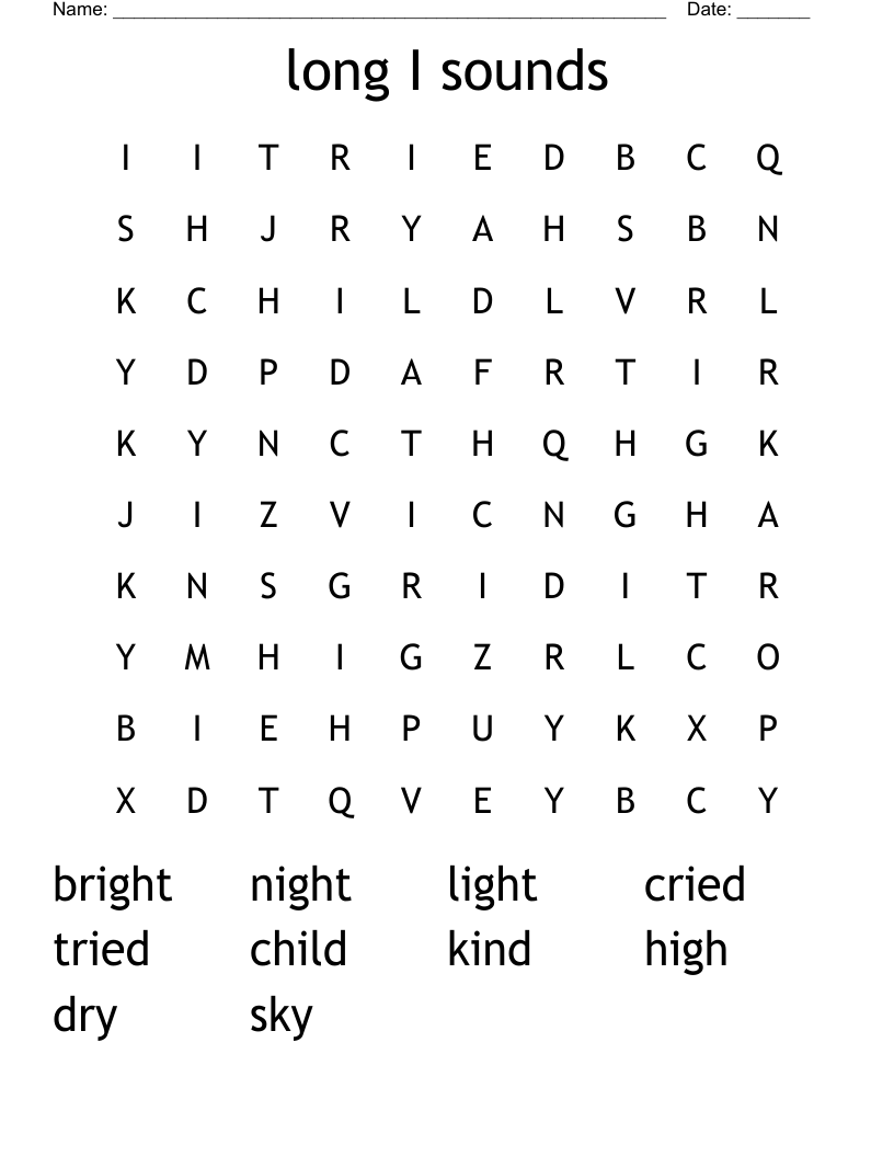 long I sounds Word Search