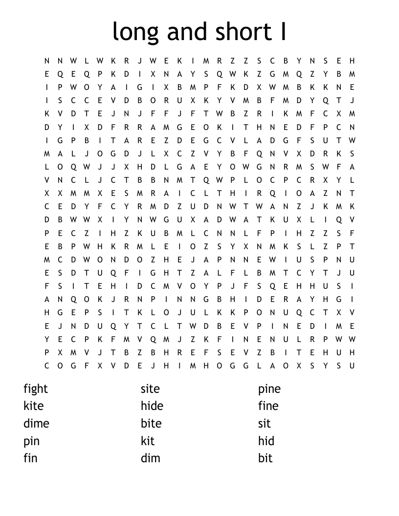 long and short I Word Search