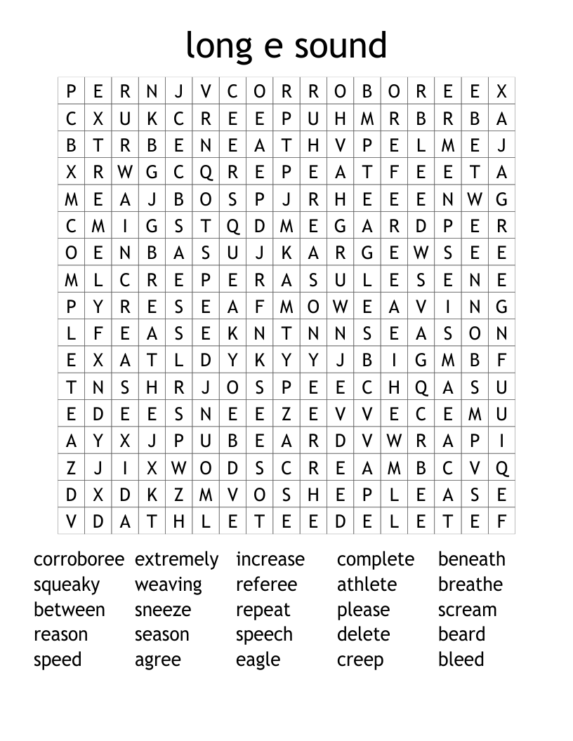 long e sound Word Search