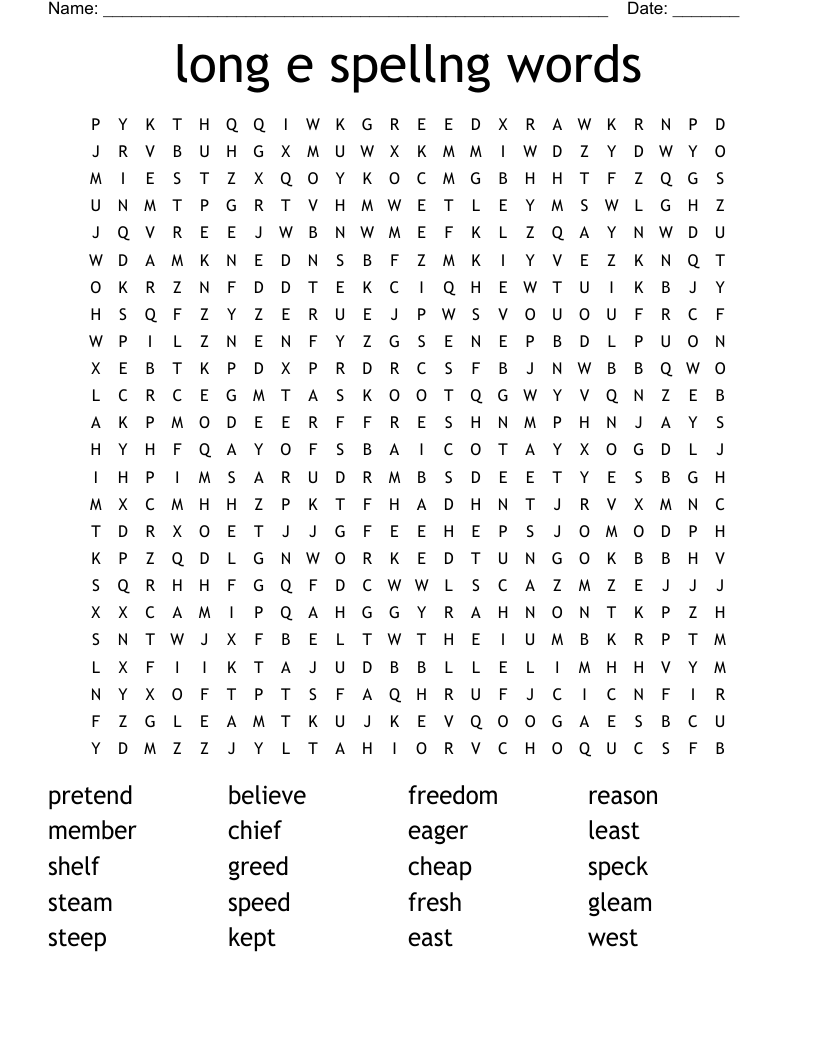 long e spellng words Word Search