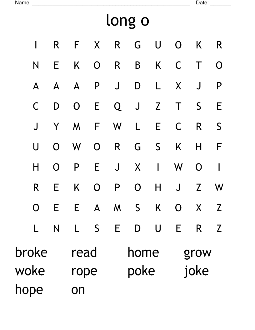 long o Word Search