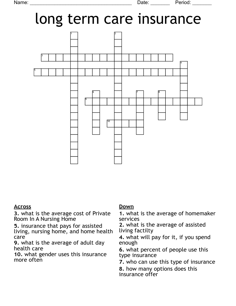long term care insurance Crossword