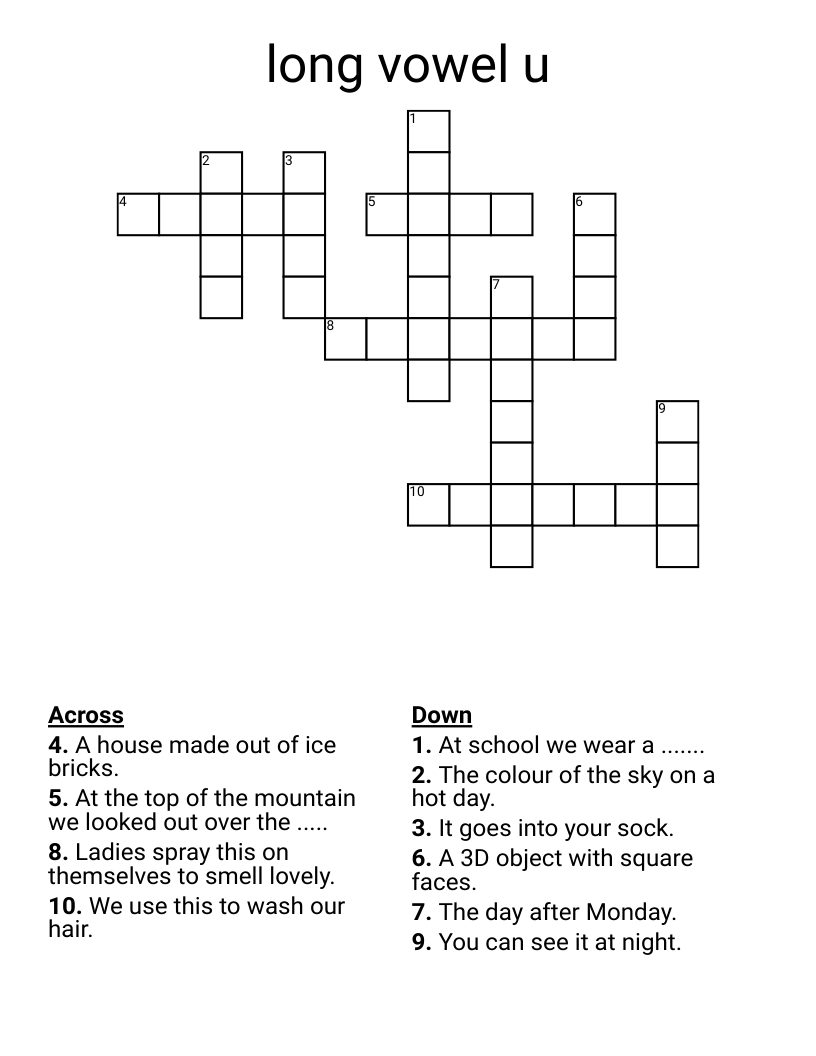 long vowel u Crossword