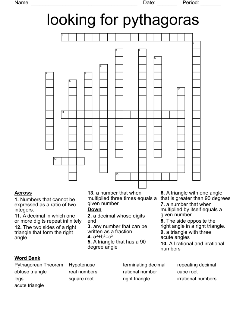looking for pythagoras Crossword
