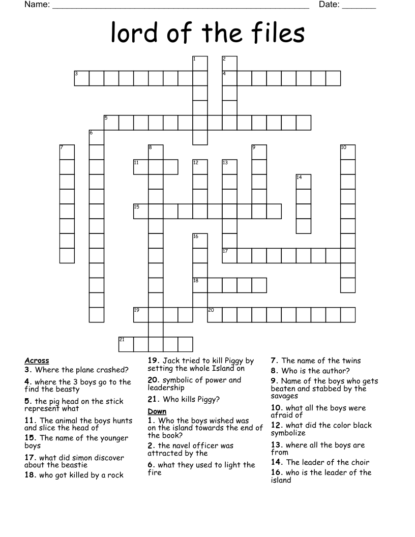lord of the files  Crossword