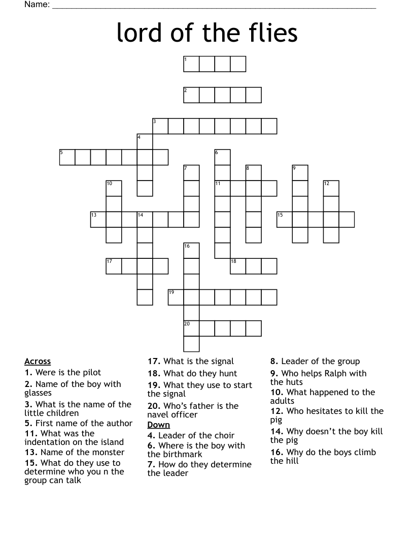 lord of the flies Crossword