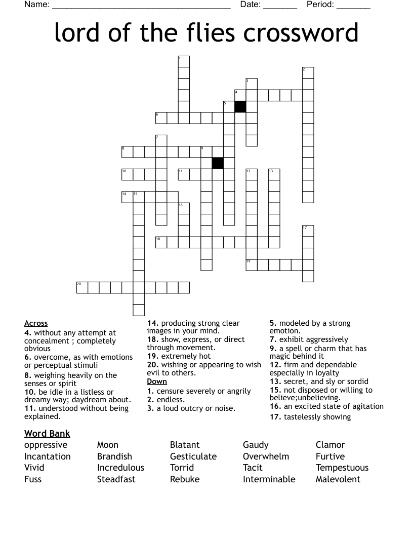 lord of the flies crossword