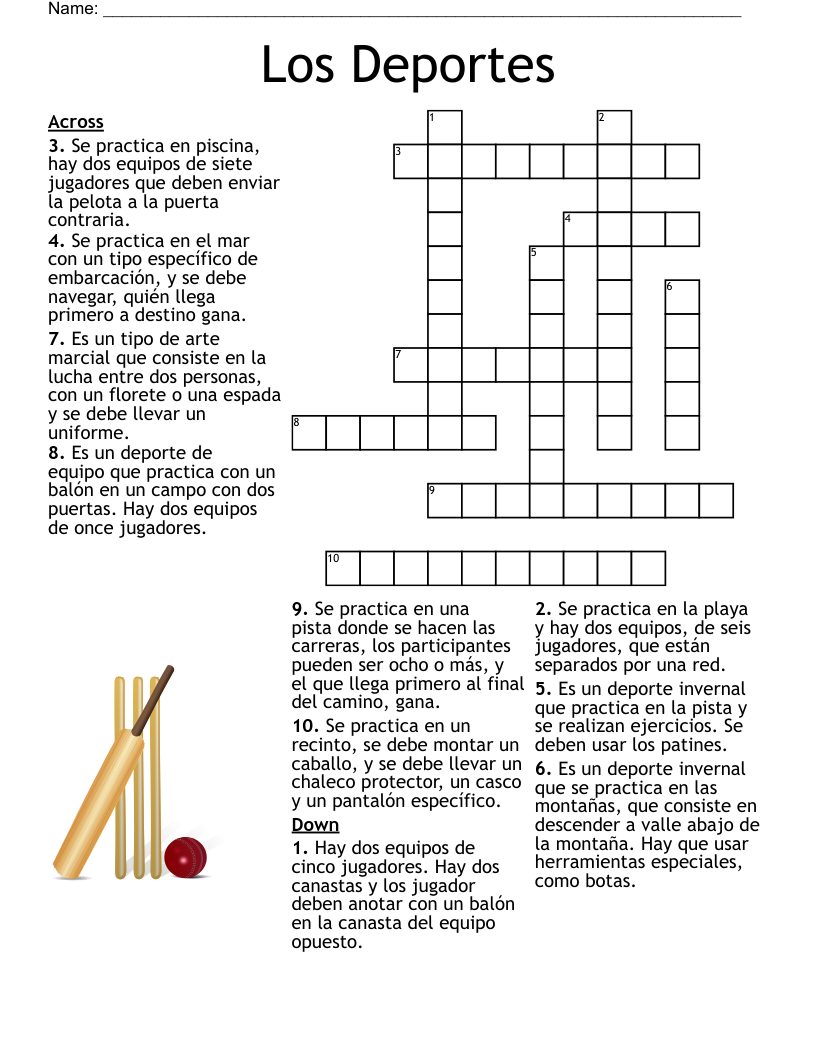 Los Deportes Crossword