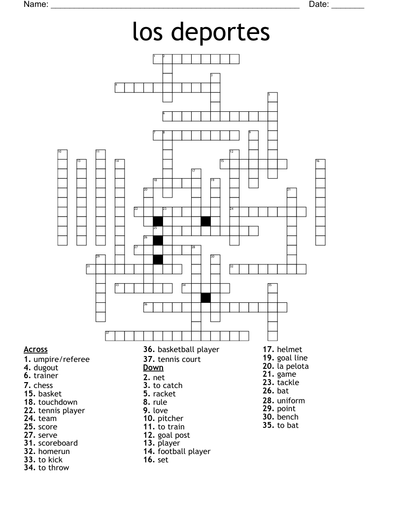 los deportes Crossword