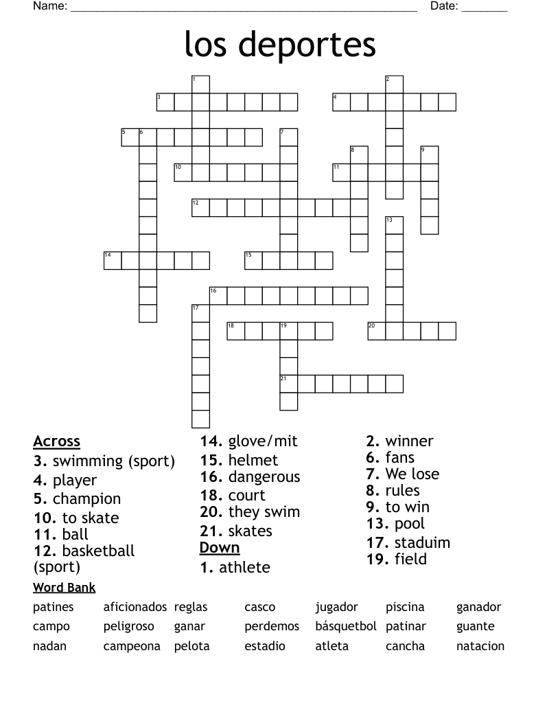 los deportes Crossword