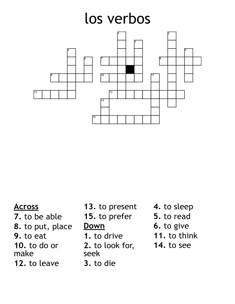 los verbos Crossword