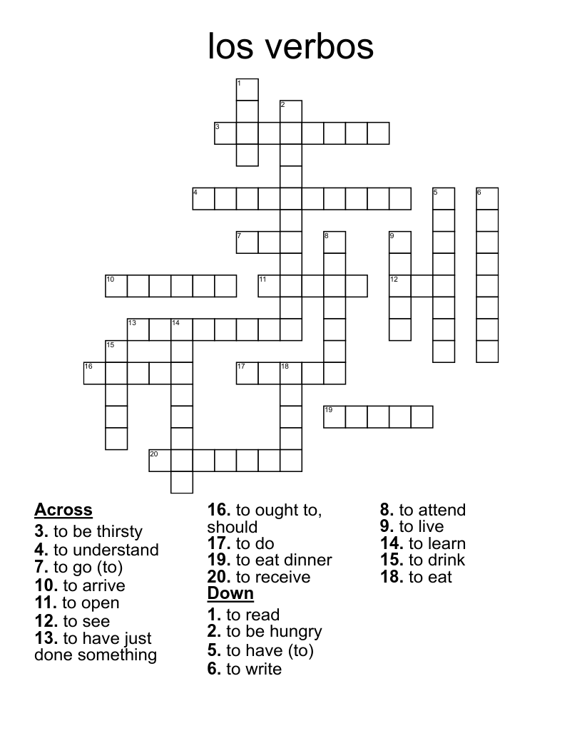 los verbos  Crossword