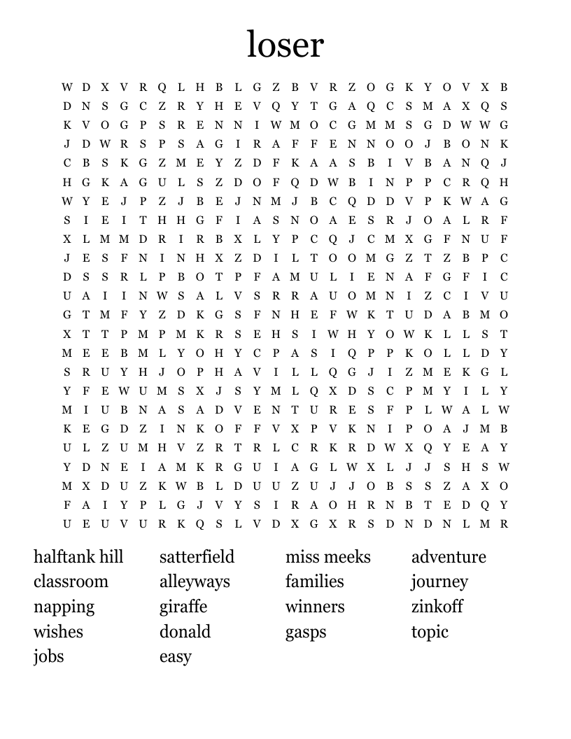 loser Word Search