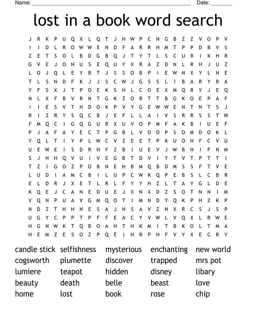 lost in a book word search