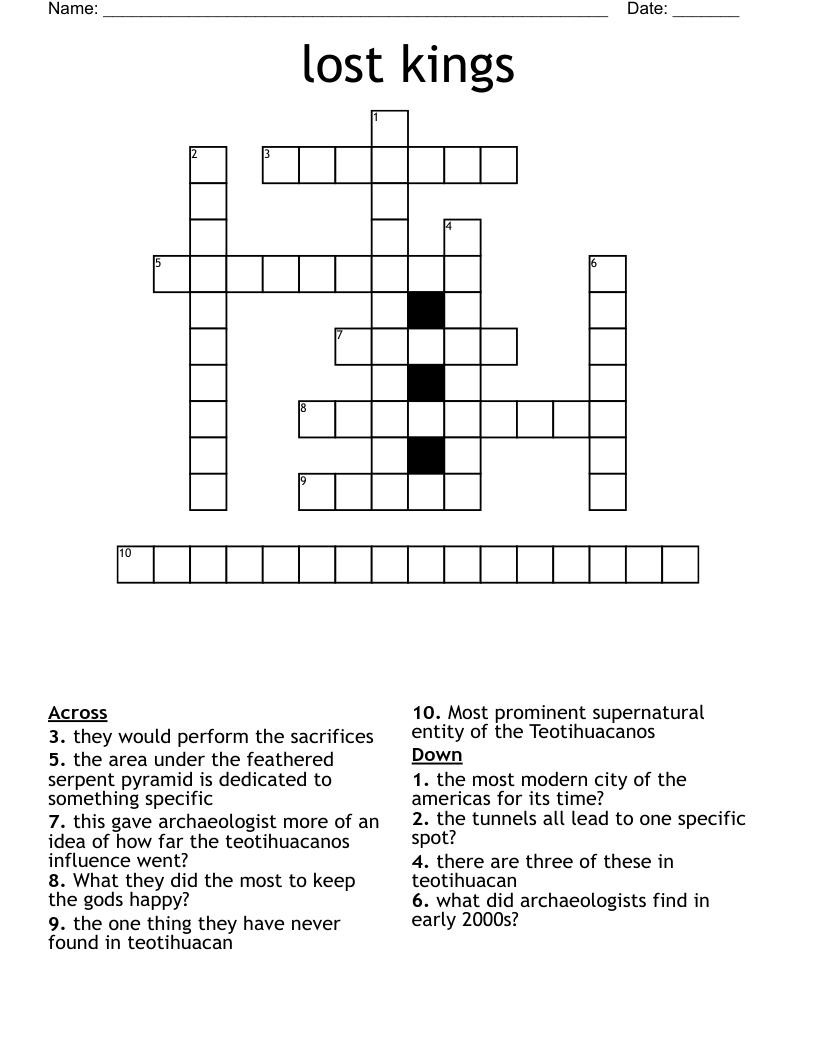 lost kings Crossword