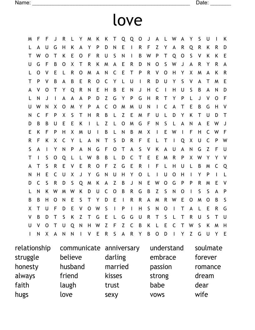 love Word Search
