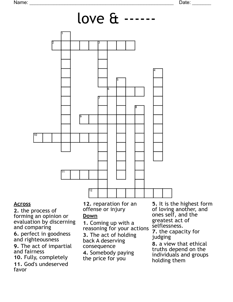love & ------ Crossword