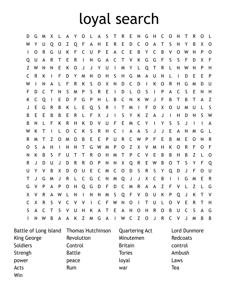 loyal search   Word Search